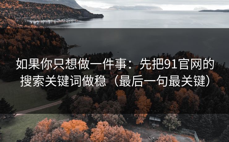 如果你只想做一件事：先把91官网的搜索关键词做稳（最后一句最关键）