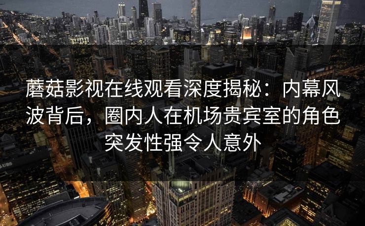 蘑菇影视在线观看深度揭秘：内幕风波背后，圈内人在机场贵宾室的角色突发性强令人意外