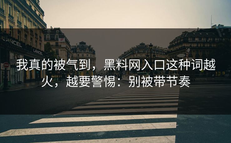 我真的被气到，黑料网入口这种词越火，越要警惕：别被带节奏