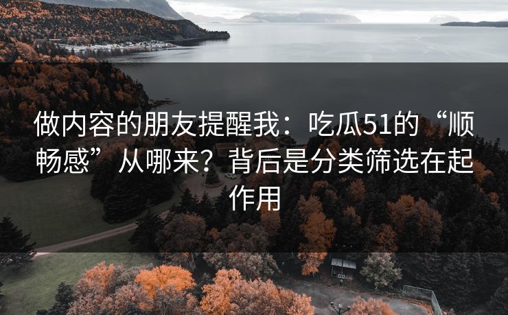 做内容的朋友提醒我：吃瓜51的“顺畅感”从哪来？背后是分类筛选在起作用
